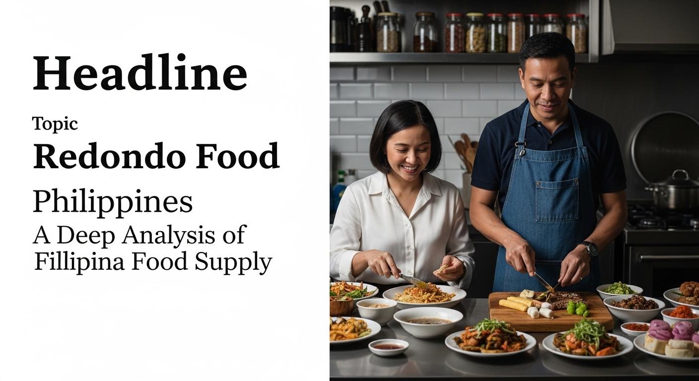 Filipino meal spread with branding and connected logistics icons