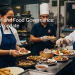 Editorial desk with governance documents and fruit imagery symbolizing food safety oversight and ombudsman accountabilit