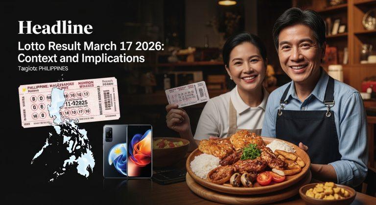 News analysis layout with lottery and Philippines map